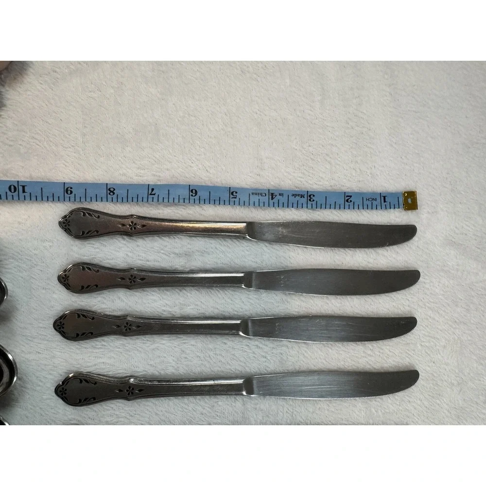 Lot Of 11 Northland KOREA - Stainless Silverware / Flatware Floral‎ Vintage